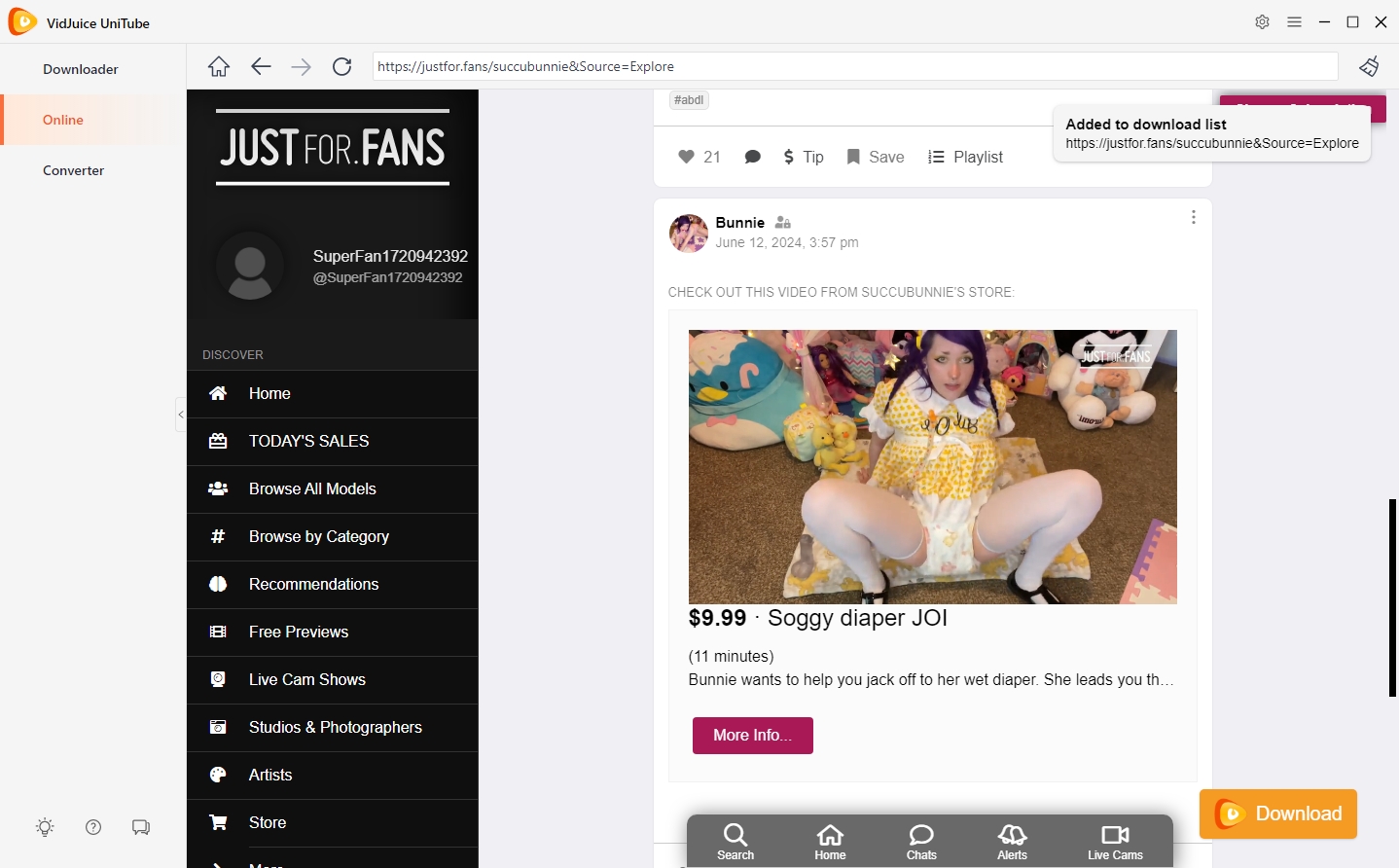 Cliccate per scaricà u video di JustForFans