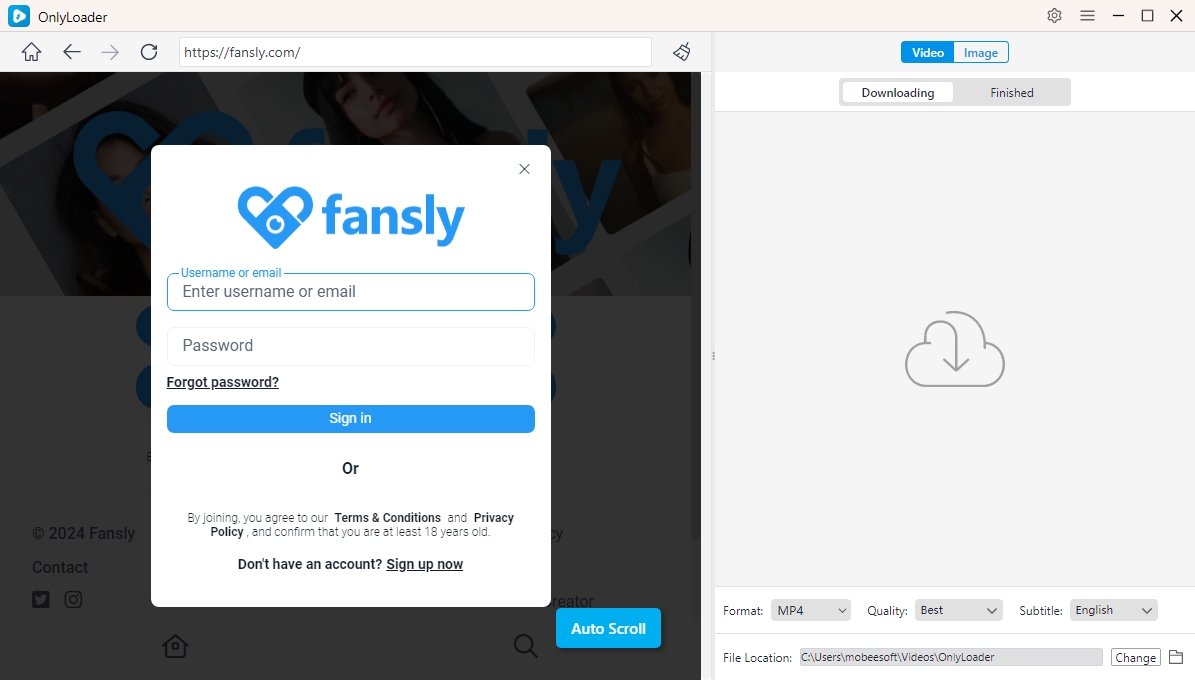 Log in Fansly